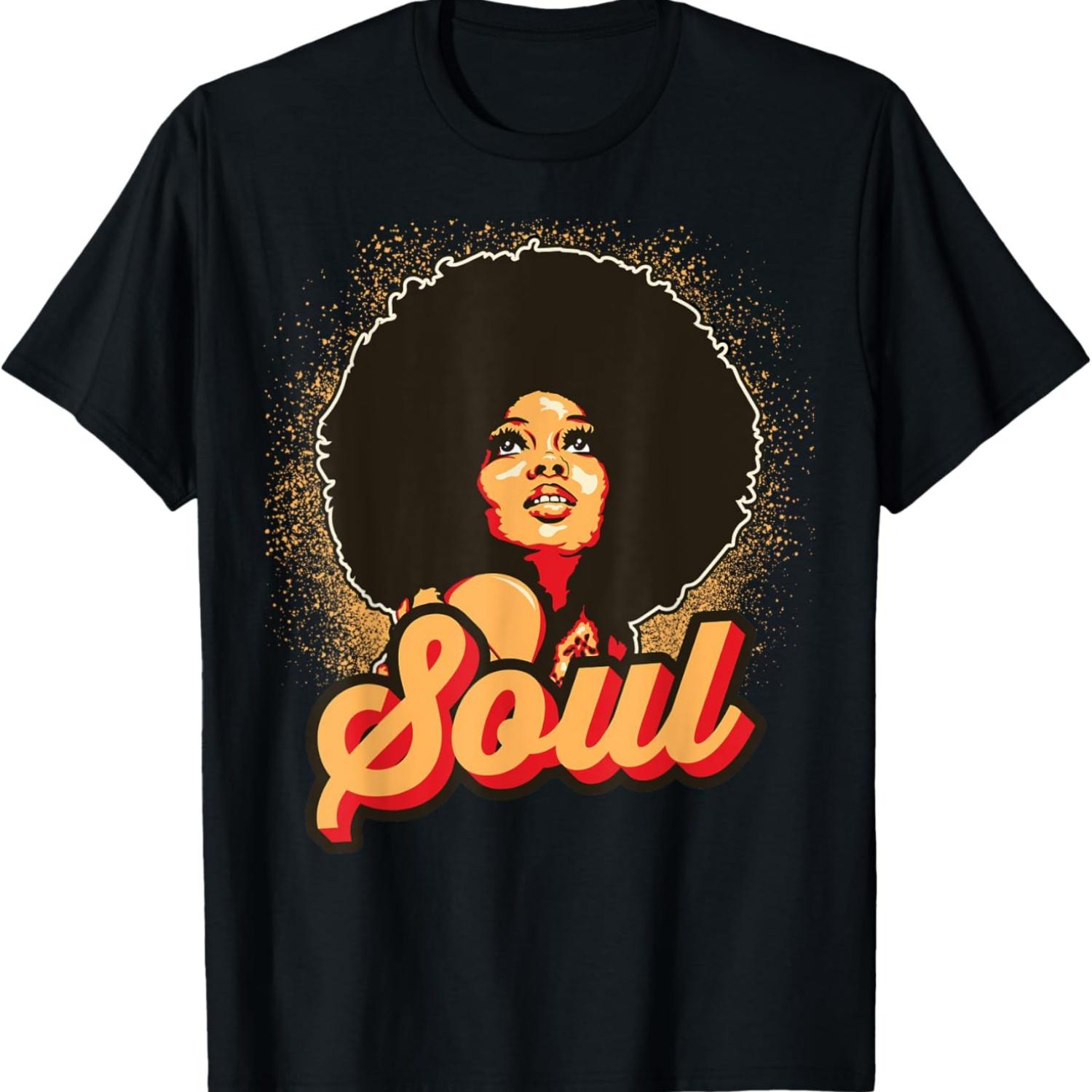 

70s Funk Afro Women Soul Retro Vintage Style Graphic T-Shirt XXXXXL