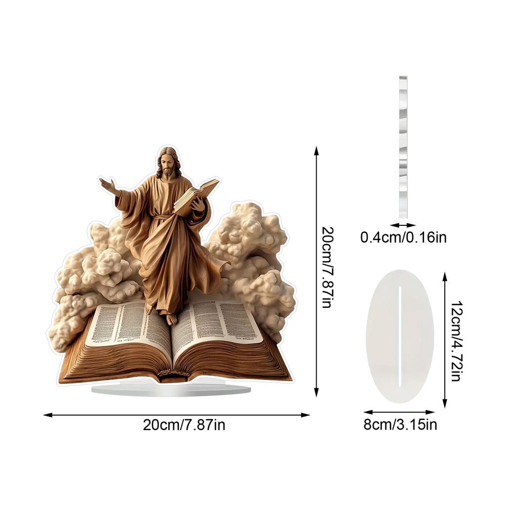 Jesus Ornament Sign Baptism Gift Sunday School Acrylic Nativity Saint Collection Home Decoration Book Bible 2D Flat