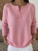 Maglione da Donna a Manica Lunga con Scollo a V e Dettaglio Bottoni, Vestibilità Larga, Pullover Casual