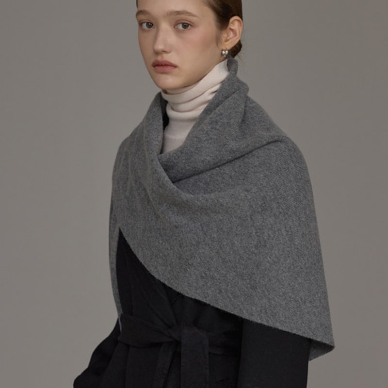 hyyk Lambs Wool Muffler Cape_Deep Gray
