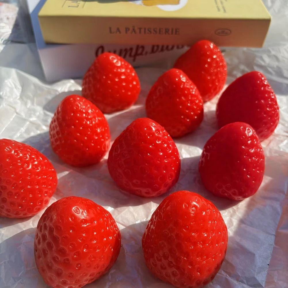 Silicone Strawberry Pinch Toy Simulation Cartoon Fidget Toy Strawberry Squeeze Toy Practical Jokes