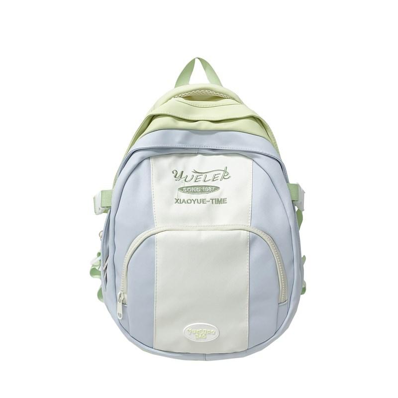 Niche Contrasting Color Backpack Junior High School High School College School Schoolbag Girl Light Travel Backpack