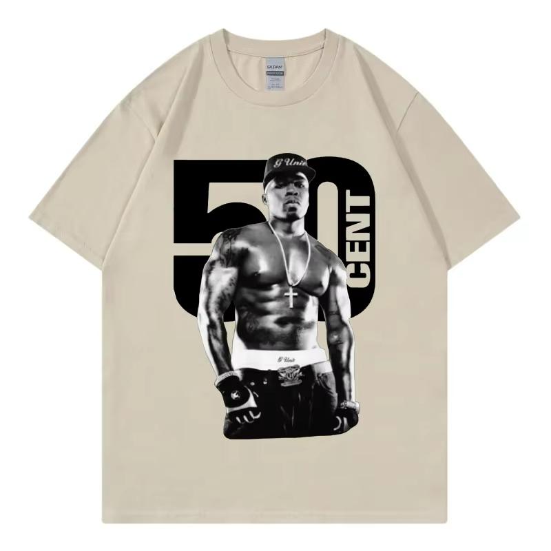 Rapper 50 Cent Graphic T Shirts Male Fashion Hip Hop Vintage Short Sleeve Tshirt Women Summer 100 Cotton Oversized Tshirts