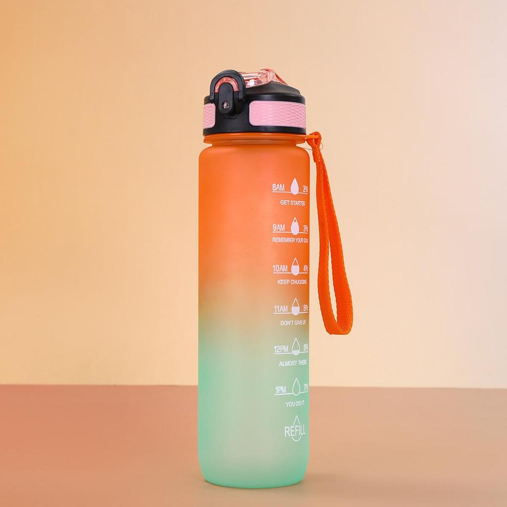 Gradient Color Leak-Proof Sports Water Bottle - Large Capacity, Portable, Pop-Up Lid for Outdoor and Office Use