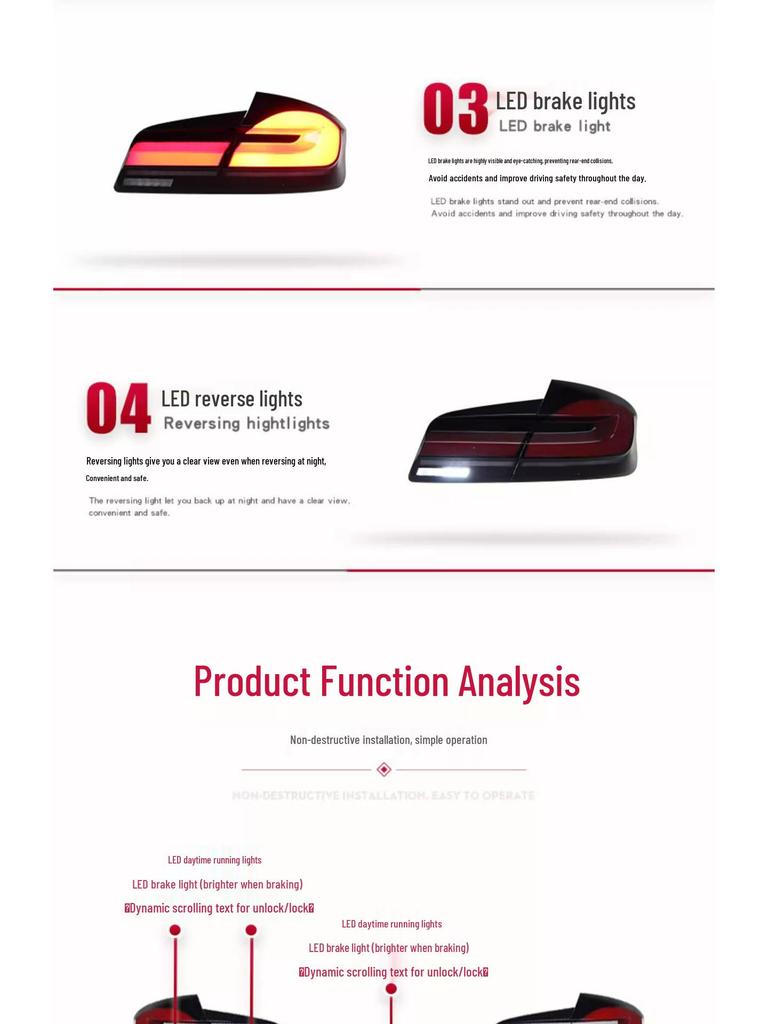 LED Sequential Taillight Assembly for 2011-2017 BMW 5 Series F10/F18