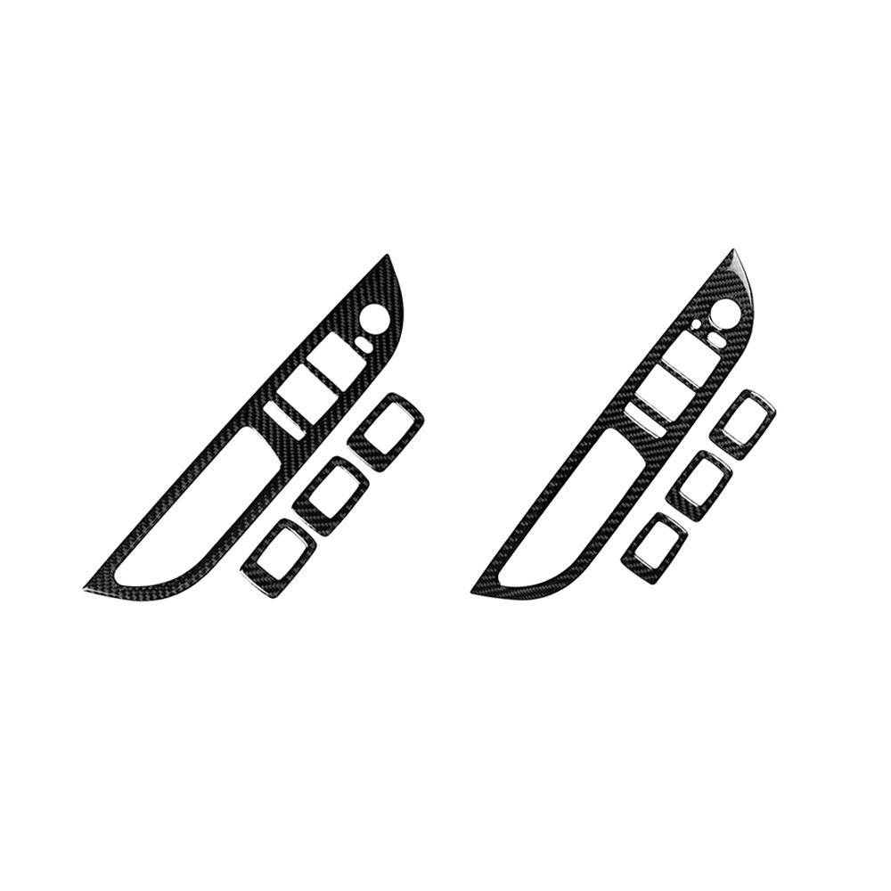 4PCS Carbon Fiber Car Window Lifter Switch Control Panel Frame Decorative Stickers For BMW E60 5 Series 2005-10 Cars Accessories