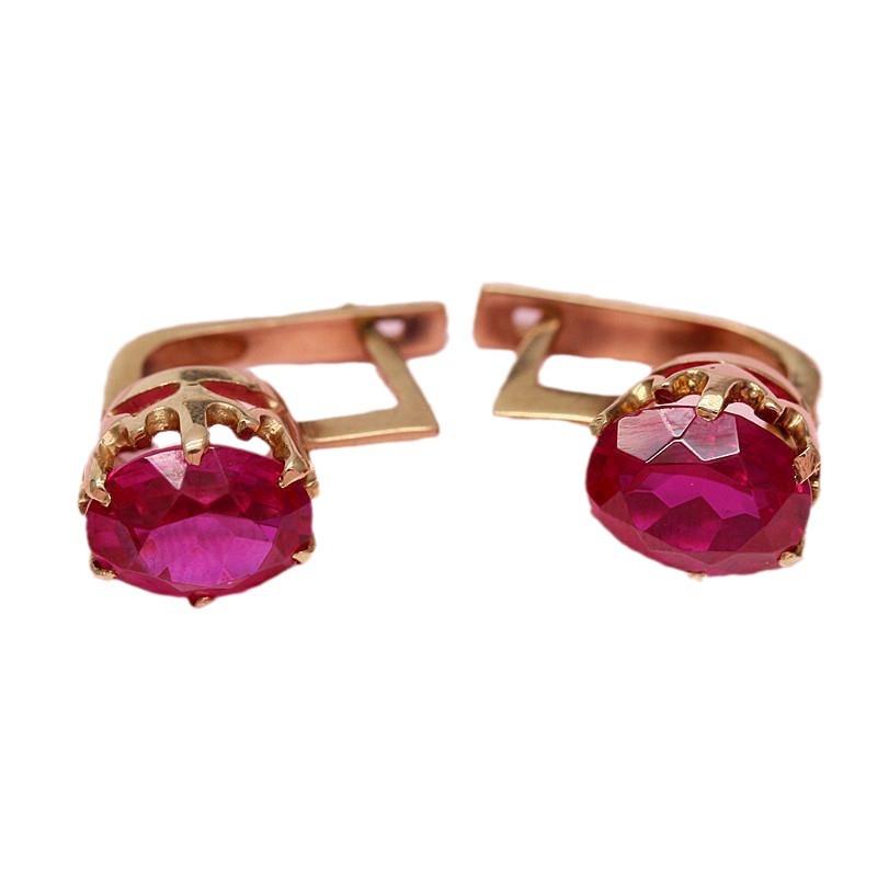 Purple Gold Inlaid Redstone Earrings Cold Wind Temperament Fashion Rose Gold Plated Ear Buckles