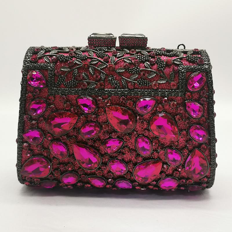 Large Blue Stone Evening Bag Rhinestone Clutch Purse Women Luxury Wedding Purse Bridal Party Formal Crystal Handbags Diamond