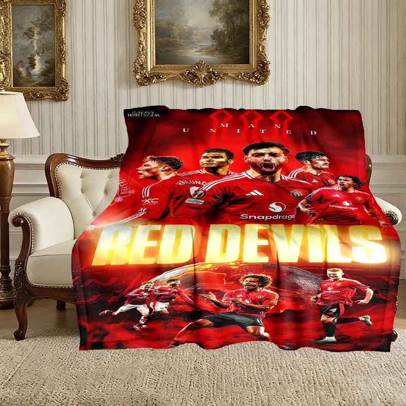 [1pc Manchester United Manchester City Blanket] All-Season Blanket - Cozy Blanket for Sofa Couch Home Decoration, Digital Printed Nap Blanket