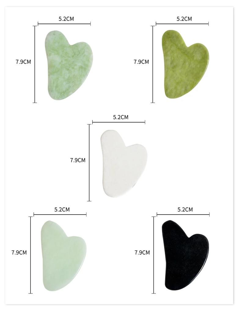 5-Color Option Heart-Shaped Jade Gua Sha Scraping Board Facial Massage Tool - Black White Green Blue - Scraping Massager