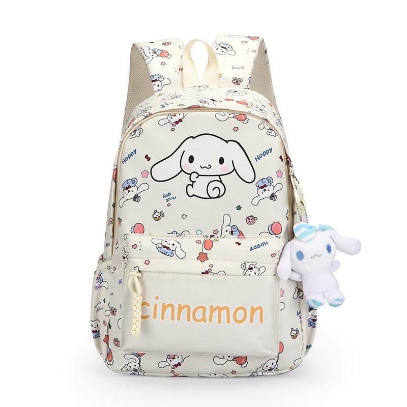 

Cute Cartoon Style Casual Backpack For Students In Beige Pink Black And Blue Colors бежевый