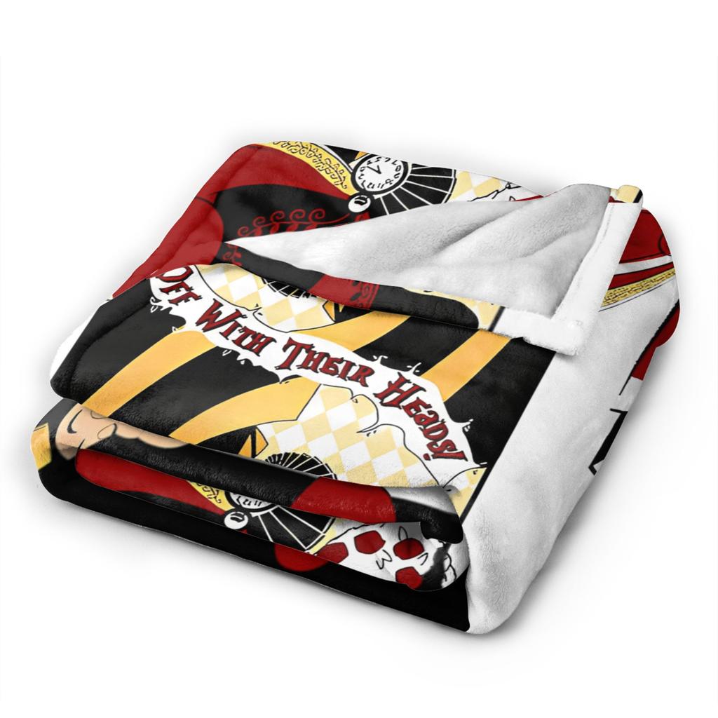 Regina di Cuori Alice nel Paese delle Meraviglie Coperte Velluto Carte da Gioco Calda Coperta da Viaggio per Esterno Biancheria da Letto Plaid Pezzo di Tappeto