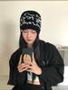 Spice Girl Alphabet Niche Baotou Cold Hat Double Pullover Knitted, Hat Male and Female Couple Black Wool Hat