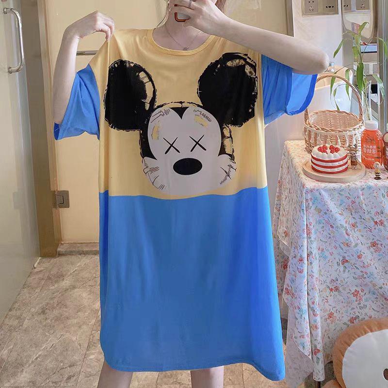 Women's Short Sleeve Cartoon Nightgown - Loose Fit Pajamas for Summer, Spring & Autumn