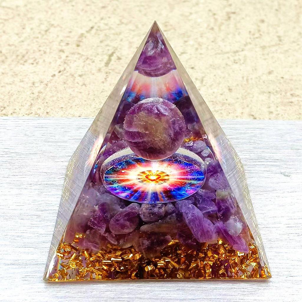 Crystal Stone Pyramid Resin Decor: Home, Office, Car Ornaments