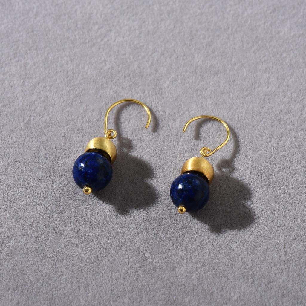 Personality, Fashion Temperament, Versatile Lapis Lazuli Sea Blue Pendant, Hanging Stud Earrings, Niche Simplicity, High-End Trend Earrings