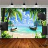 Summer Ocean Beach Palm Tree Flamingo Backgroundindoor Outdoor Courtyard Decorationsofa Bedside Background Pool Party Decoration