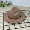 New European and American top hat gentleman's hat flat brim solid color hat retro jazz hat panama belt top hat