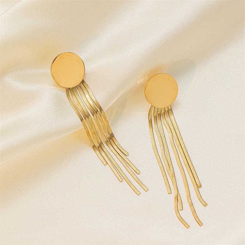 316L Stainless Steel New Fashion Fine Jewelry Metal Modern Punk Round Tassel Stud Earrings For Women