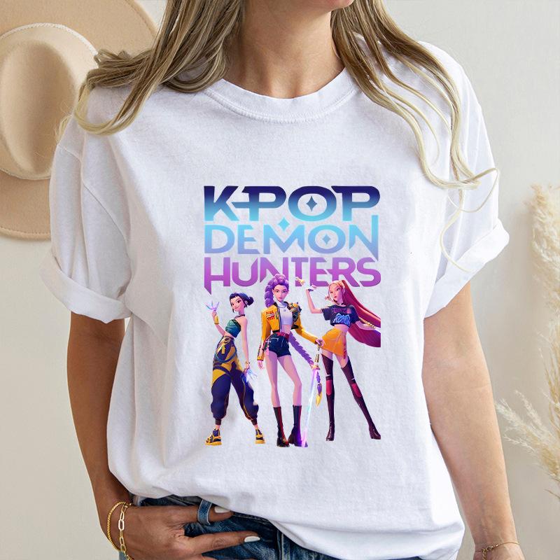 Dámské letní KPop Demon Hunters Grafické tričko Stylové Streetwear tričko s potisky postav Rum Mira Zoey Trendy ležérní