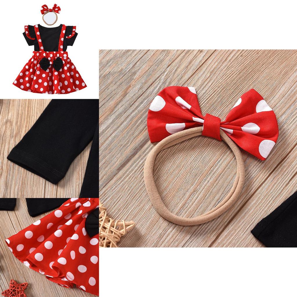 Baby Girl Minnie Mouse Party Tutu Dress Outfit With Bow Headband