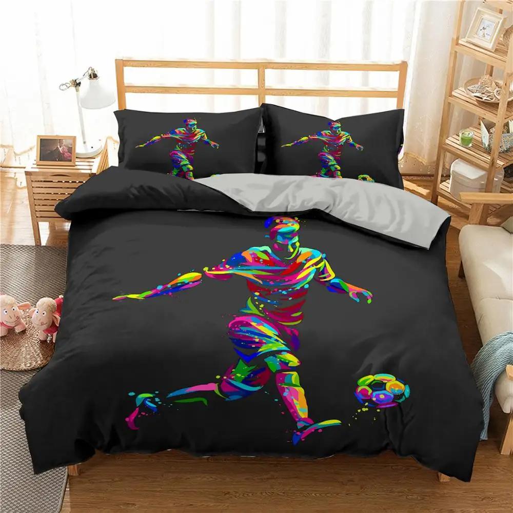 Basketball Football Printed Duvet Cover Set Queen King Size Polyester Comforter Cover Sport Bedding Set For Boys Girls Teen