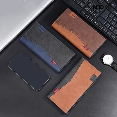 Men Thread Rfid Wallets Fashion Long Pu Leather Top Quality Card Holder Classic Purse Zipper Wallet For Male Business