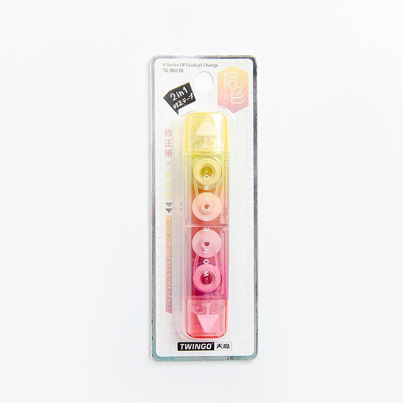 1pcs Gradual Color Correction Tape & Glue Tape Rainbow Design 2 In 1 Dual-side Correcting & Adhesive A7414