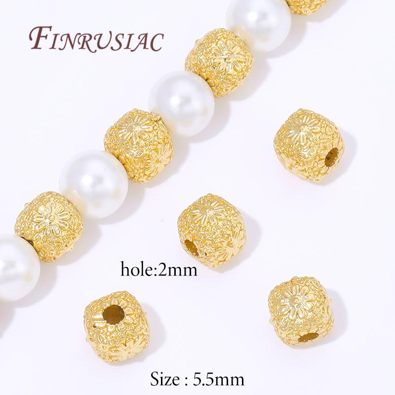 5.5mm 18K Gold Plated Brass Square Beads For Beading,Metal Separator Beads For Bracelets Accessories,DIY Jewelry Making Supplies