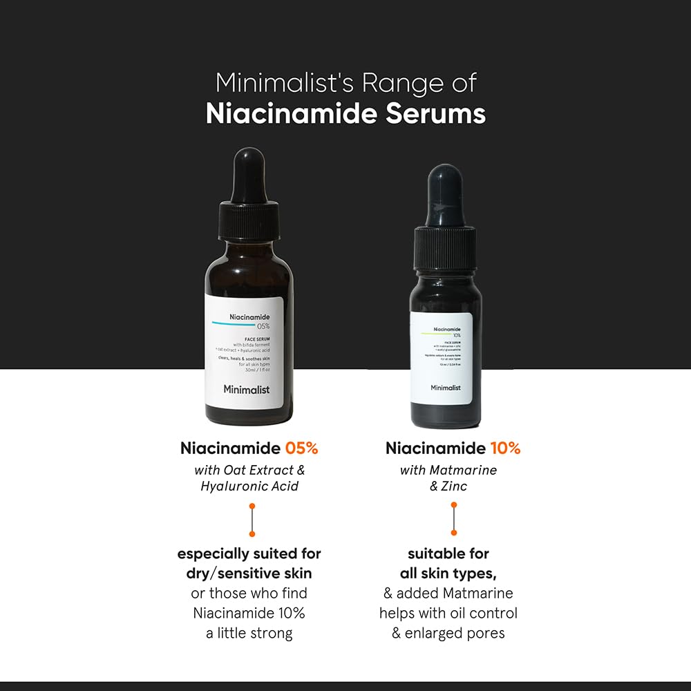 Minimalist Niacinamide Face Serum 10% with Zinc, Oil Control, Anti-Acne, Pore Care, 10 Ml Pack of 1