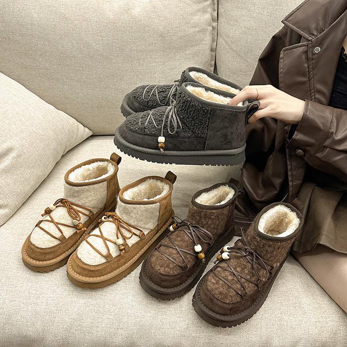 Thick-soled thickened snow boots for women's 2025 autumn new Northeast thick velvet warm foreign style versatile women's snow cotton shoes