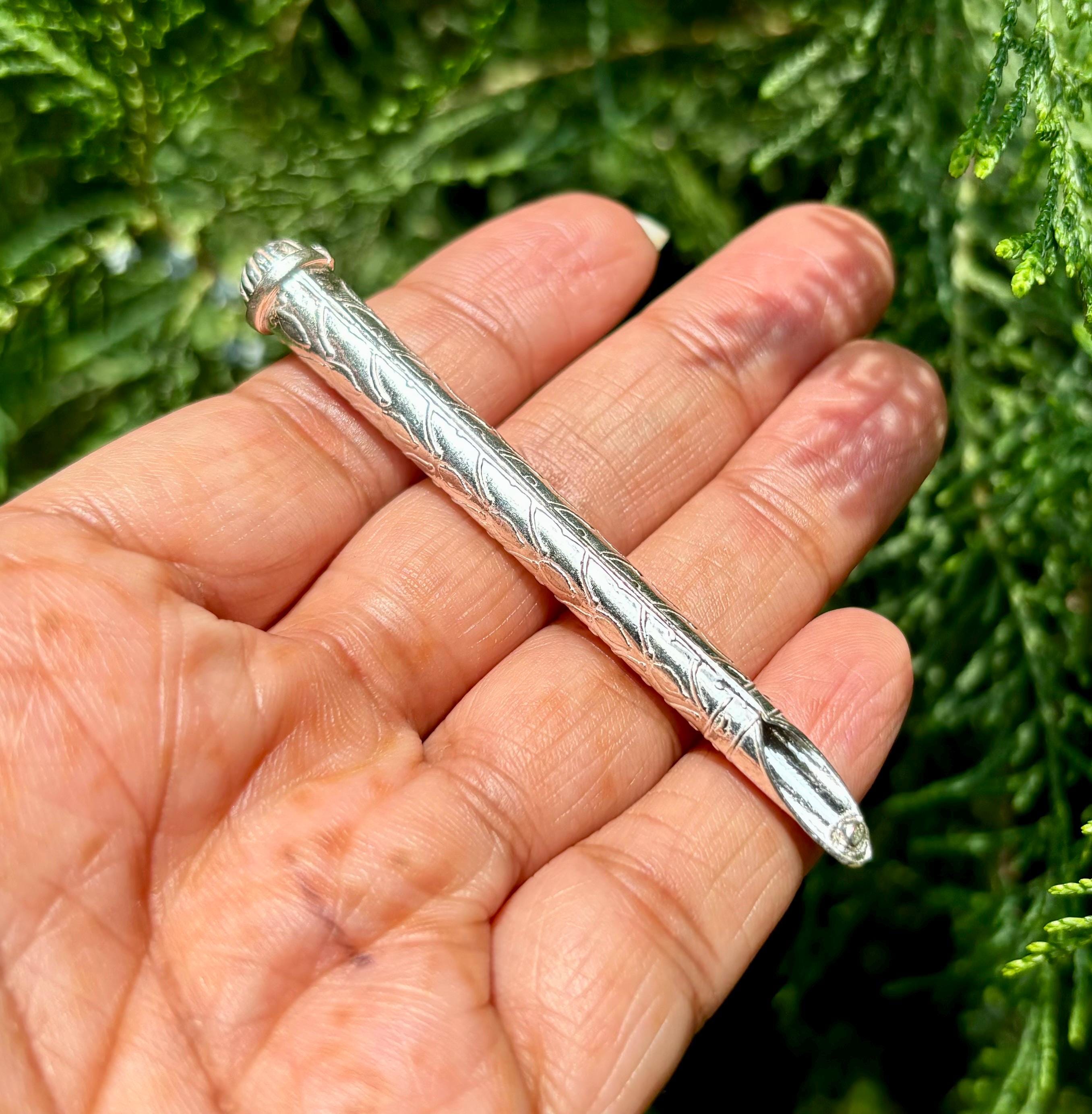 999 Silver Handmade Kajal Stick, Sindoor Stick, Tilak Tika Stick 7 cm, 5.35 gram, Chandan Stick One Size