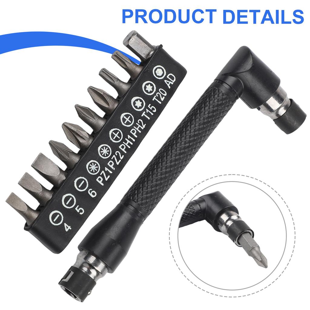 L-shaped 1/4 Hexagonal Screwdriver Bit 90 Degree Double Head Handle Screwdriver Socket Set Screwdriver Bit Drill Set