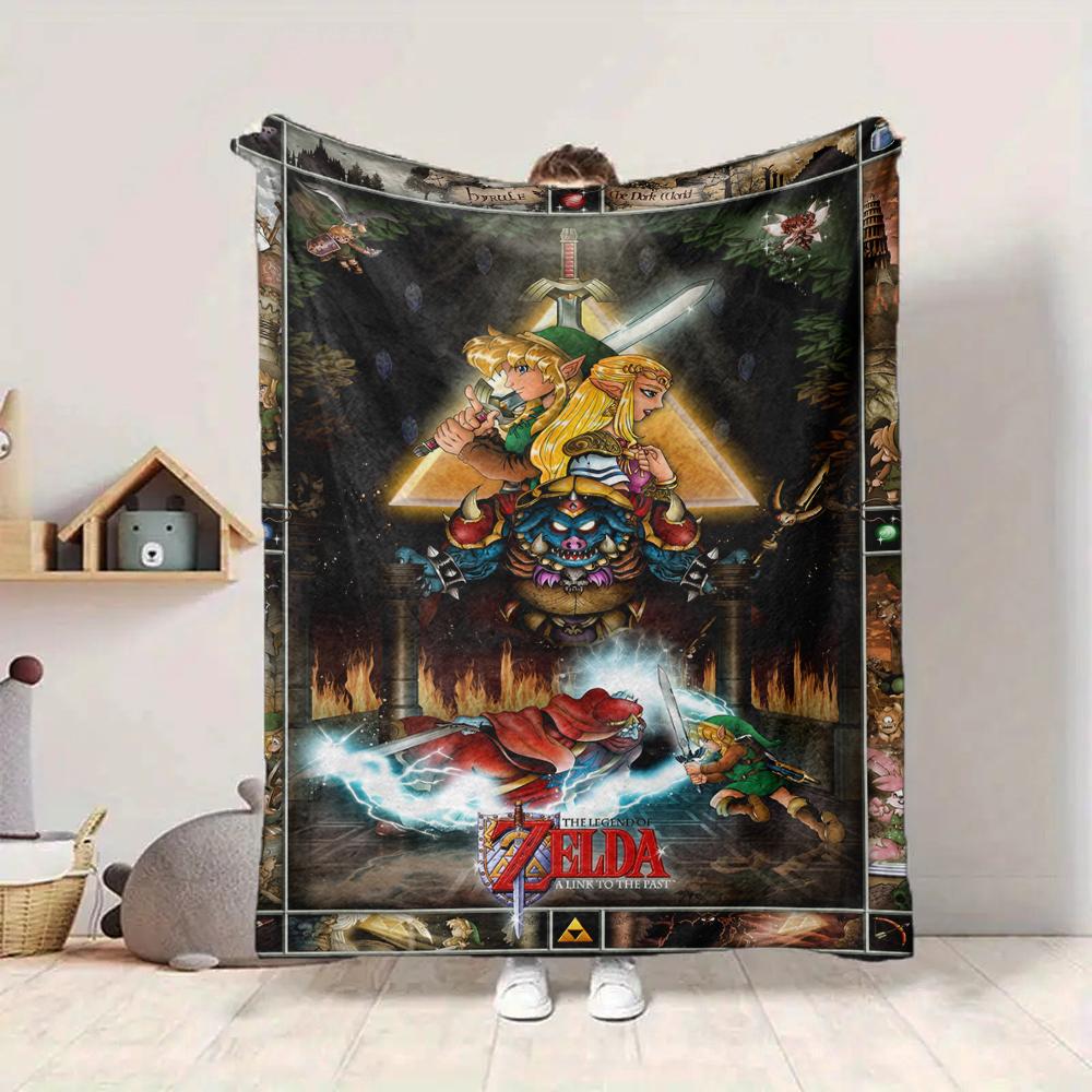 1Pc Heroic Legend Zelda Adventure Flannel Blanket, Soft And Comfortable, Casual Warm, Camping Travel, Christmas, Halloween Xmas Gift El113