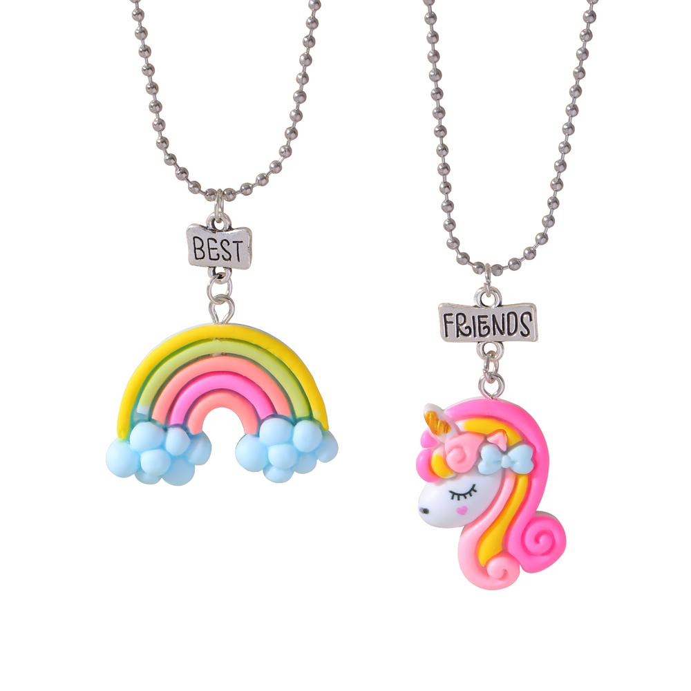 15 Stil Polymer Clay Anhänger Best Friends Halsketten Set BFF Fimo Regenbogen Lutscher Eiswaffeln Anhänger Perlen Kette Kinder Geschenk