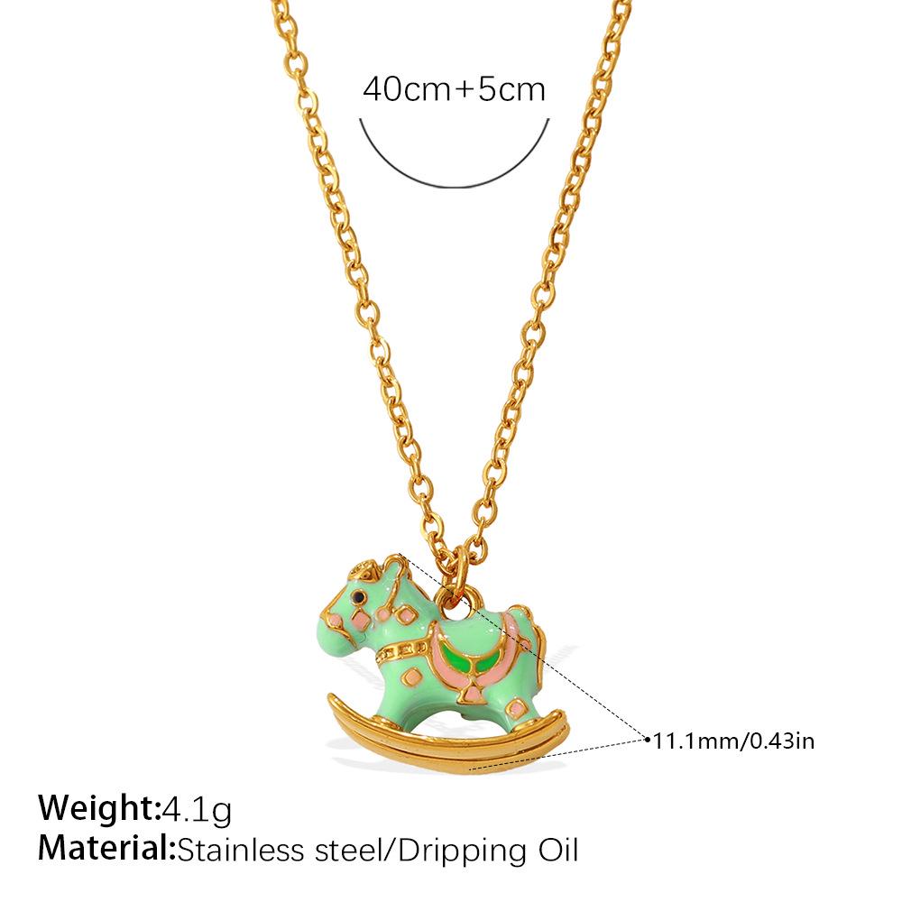 

Charming & Colorful Rocking Horse Pendant Necklace with Exquisite Design for Women