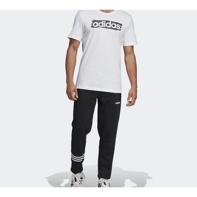 Adidas T Shirts Men's White Crew Neck Moderate Straight Fit DV3050