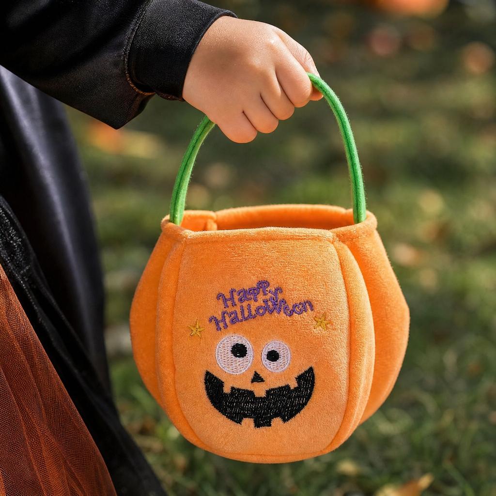 Halloween Candy Bag for Kids, 3D Pumpkin Design or Bag for Party Favors, Orange