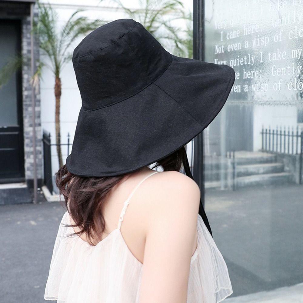 Casual Wear Tie Design Fisherman Hat Cotton Linen Foldable Bucket Hat Big Brim Sun Hat Women