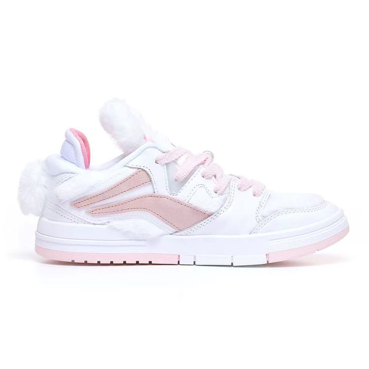 Li Ning Line Friends X  Weigu Pro Non-Slip Wear-Resistant Lightweight Low-Top Skate Shoes Women Sneakers White Pink AECR052-2