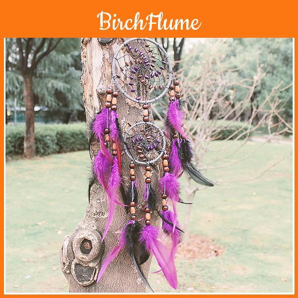 Spectacular Purple And Black Handmade Bohemian Dreamcatcher For Unique Home Decor