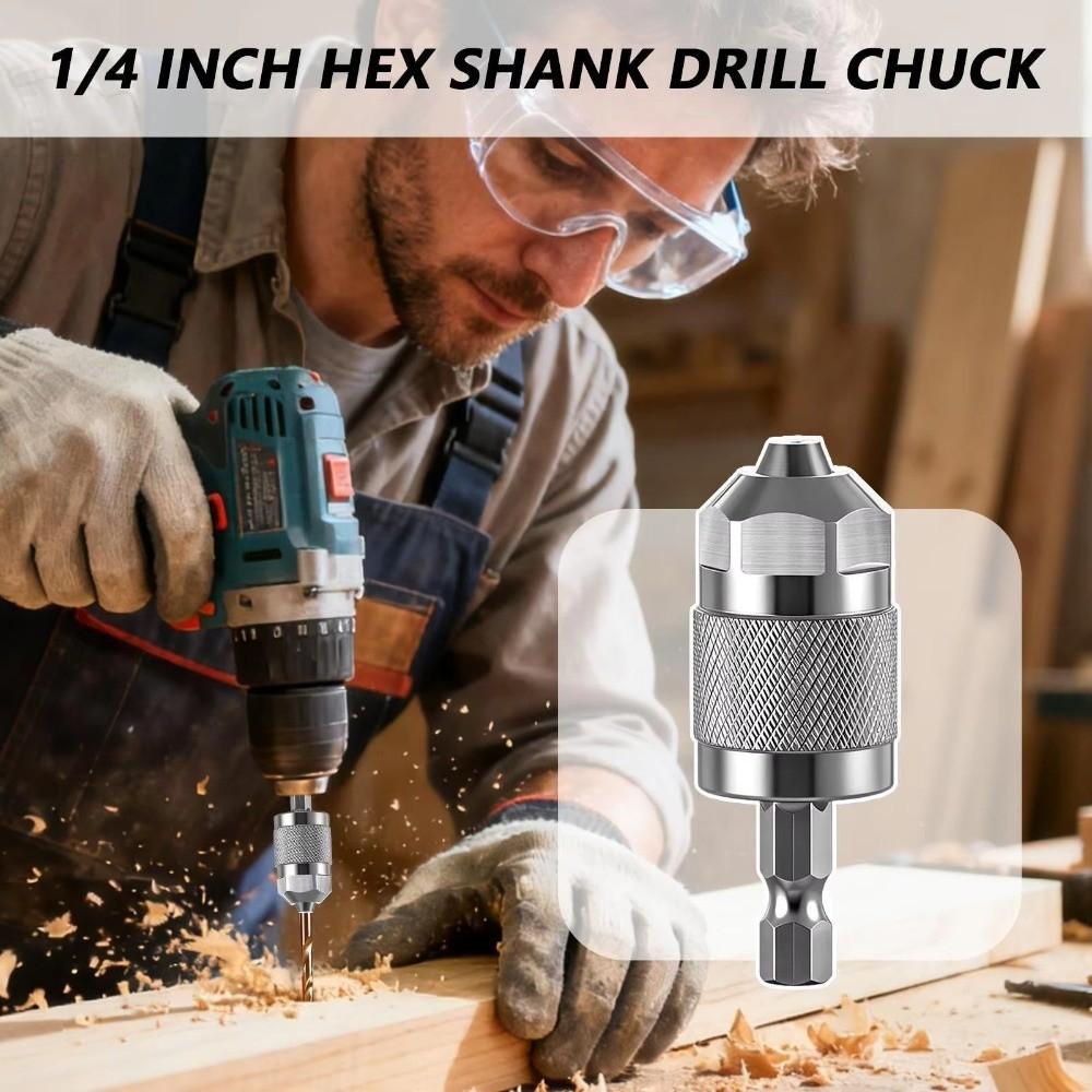 New Self-Tightening Drill Chuck Adapter 1.5-6.5mm Hexagonal Handle Quick Change Chuck 1/4 Inch Hex Shank 3-Jaw Chuck Woodworking