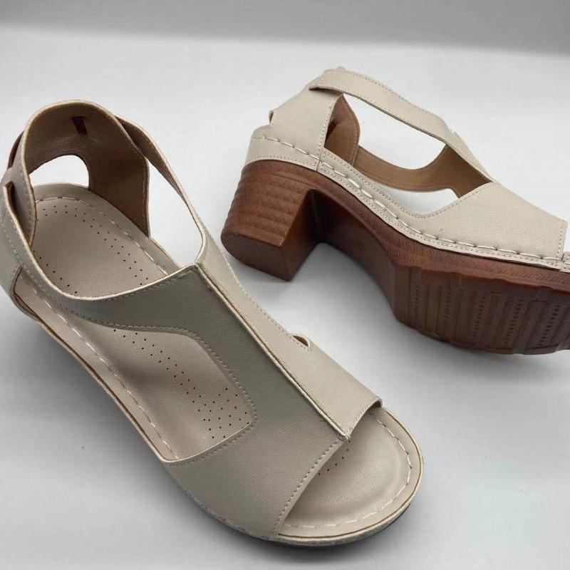 Summer New Fish Mouth Women's Shoes Wedge Heel Open Toe Buckle with High Heel Sandals