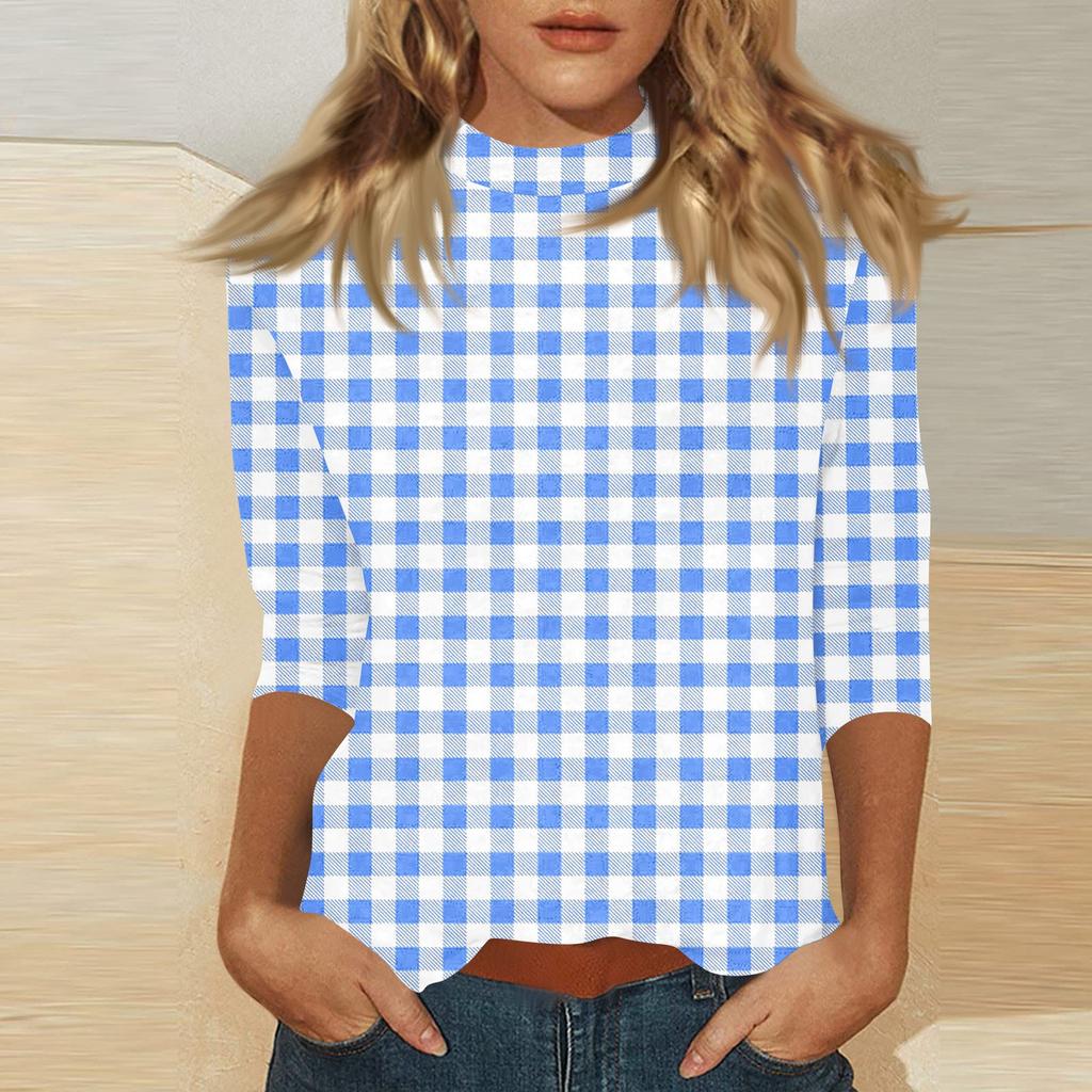 Damen Mock-Neck 3/4-Ärmel Bedrucktes Oberteil