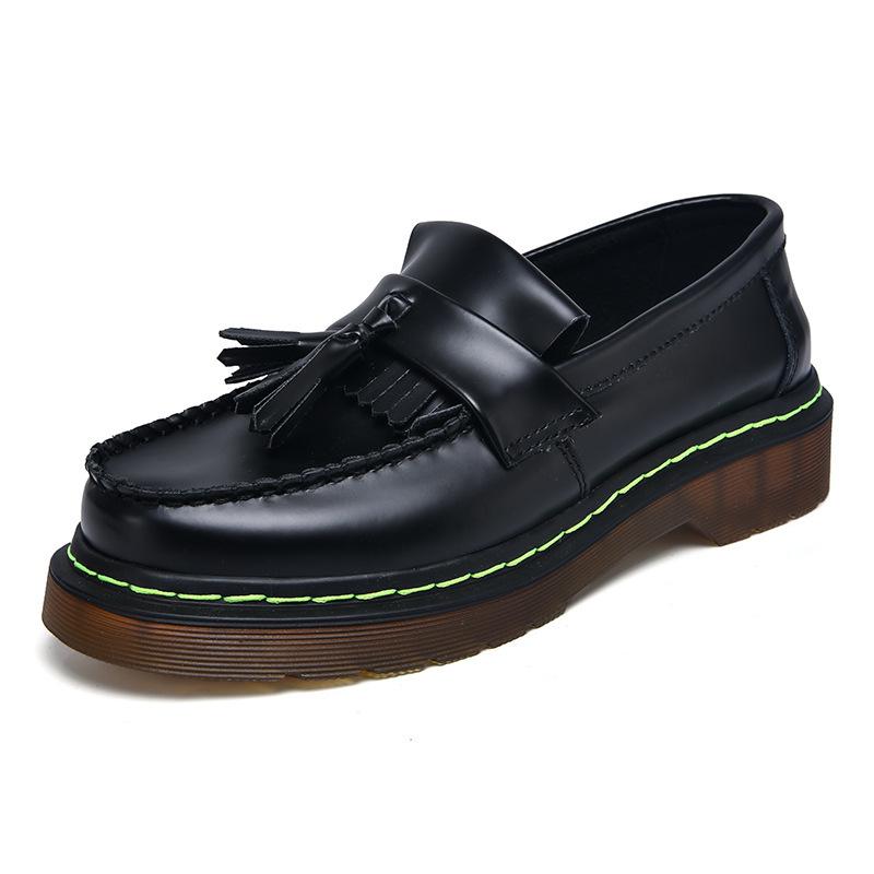 Foreign Trade Patent Leather Fringed Loafers Women's Large Size Martin Boots Women's Explosive Tooling Boots Student Height-increasing Leather Shoes