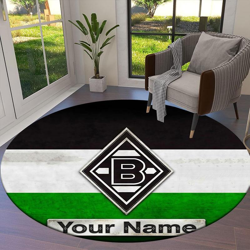 Borussia Custom Name Round Area Rug,Carpet Rug for Living Room Bedroom Sofa Playroom Decor,Non-slip Floor Mat