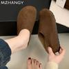 Platform Women Slippers Flats Suede Mules Shoes Woman 2025 Trend Fashion Casual Cozy Walking Retro Winter Slingback Flip Flops