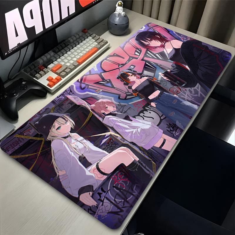 Stitched Edges Gaming Mouse Pad Whimsical Pastel Anime Girl in Cozy Room Art Print Nonslip Desk Mat for PC Gamer