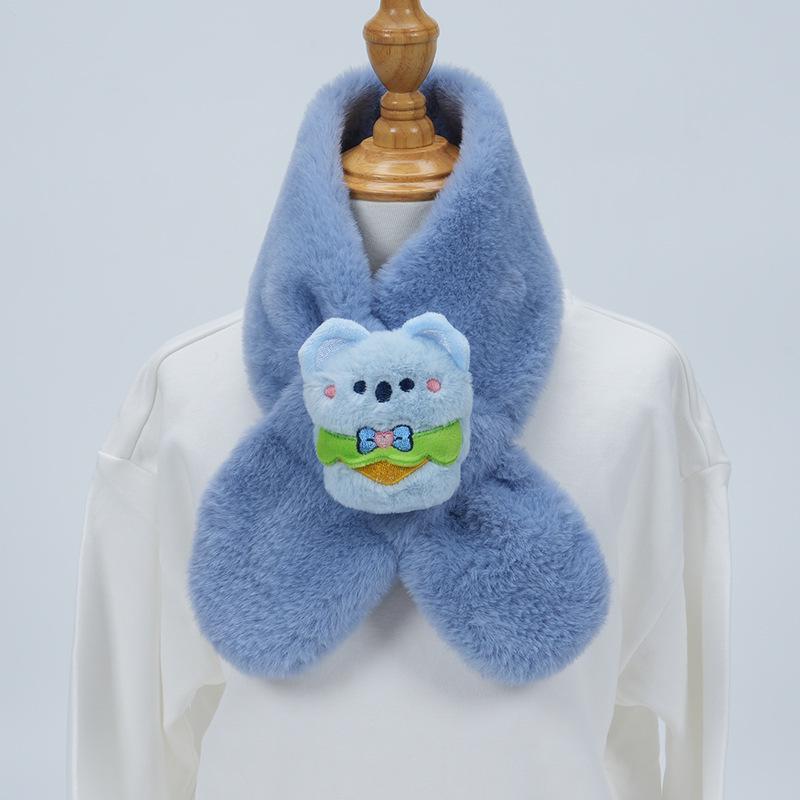 Cute Cartoon Panda Plush Scarf for Kids - Windproof & Thickened Winter Neck Warmer
