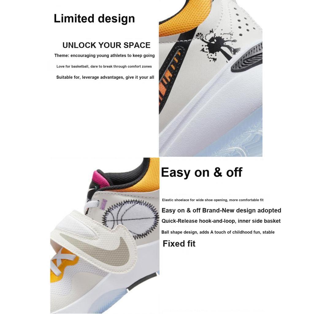 Nike Team Hustle D 11 Big Kids White Phantom Black Basketball Shoes FJ7688-101